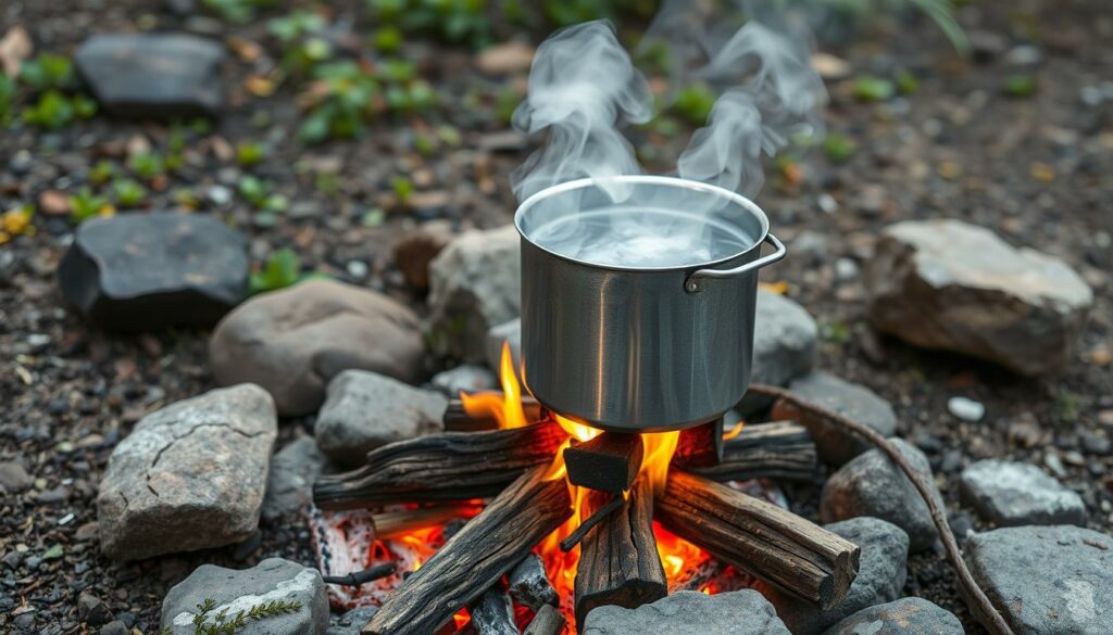 Boiling water purification method